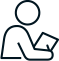 Icon of a person looking at a document for convenient healthcare.